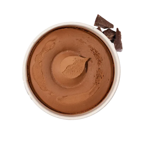 Bio-Schokoladensorbet im Becher, von oben