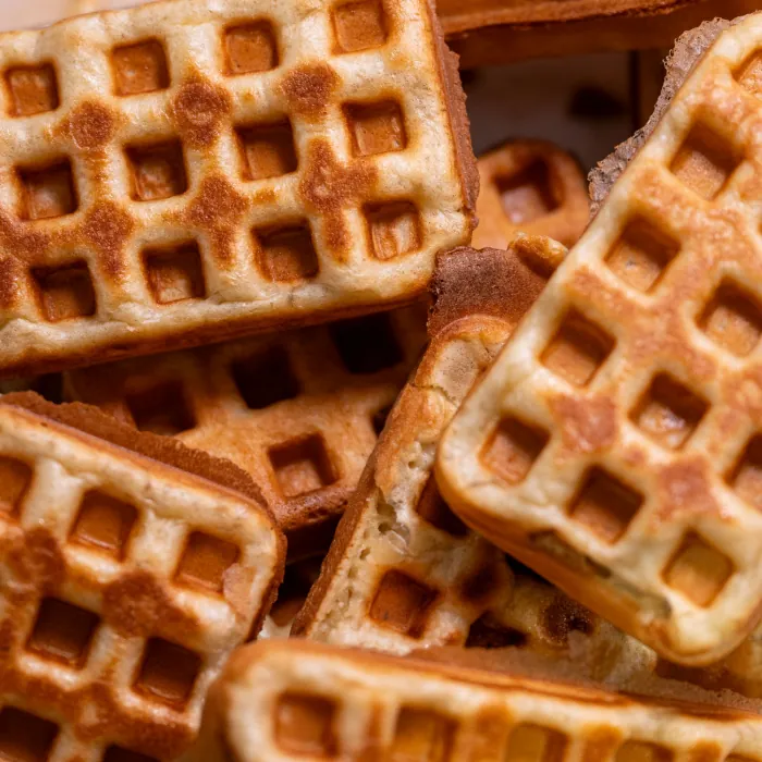 Hausgemachte Waffeln der Waffel Ape in Nahaufnahme